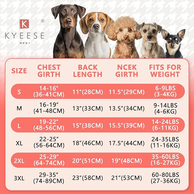 KYEESE Dog Hoodie Stretchy Pets Sweater with Leash Hole Warm Dog Clothes for Large Dogs Pets Coat for Cold Weather Comfort Dogs Winter Coat Pet Clothes with Drawstring Soft Pet Sweatshirt