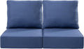 Luxury 22x24/22x25 6-Inch Outdoor Seat Cushions - Set of 2 Water Resistant Patio Chair Comfortable Cushion for Porch Rattan Dining Rocker Glider Loveseat Couch Sectional Sofa - Navy Blue