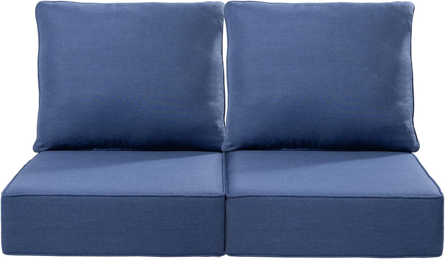 Luxury 22x24/22x25 6-Inch Outdoor Seat Cushions - Set of 2 Water Resistant Patio Chair Comfortable Cushion for Porch Rattan Dining Rocker Glider Loveseat Couch Sectional Sofa - Navy Blue