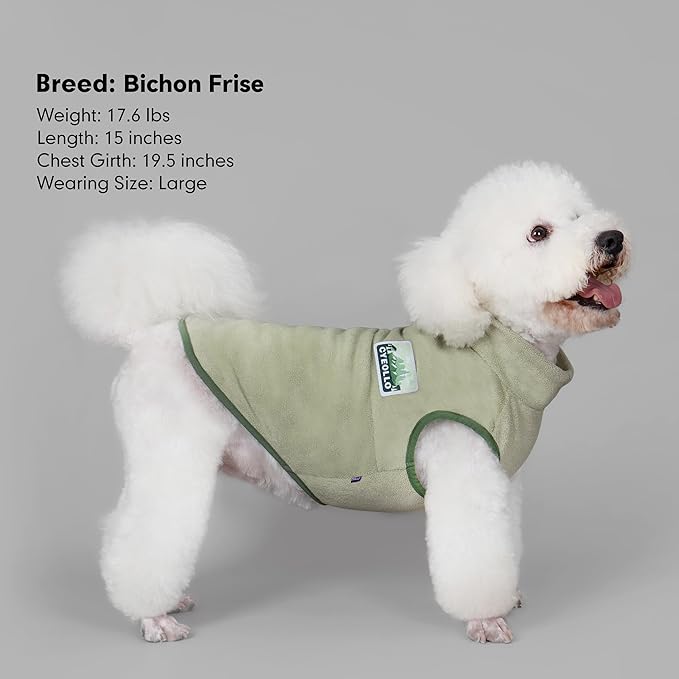 cyeollo Fleece Dog Sweater, Turtleneck Dog Sweatshirt Stretchy Pullover Fleece Vest Warm Winter Fall Clothes for Small Dogs Boy Puppy Pet Apparel, Green S