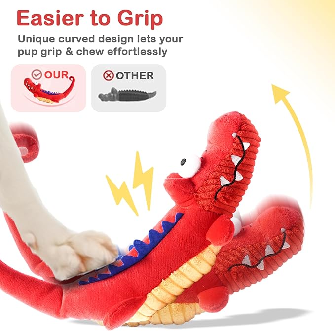 Tough Dog Toys Indestructible, Stuffed Chew Large Dog Toys to Keep Them Busy, Interactive Squeaky Tug of War Doggie Toy, Chew Guard Technology