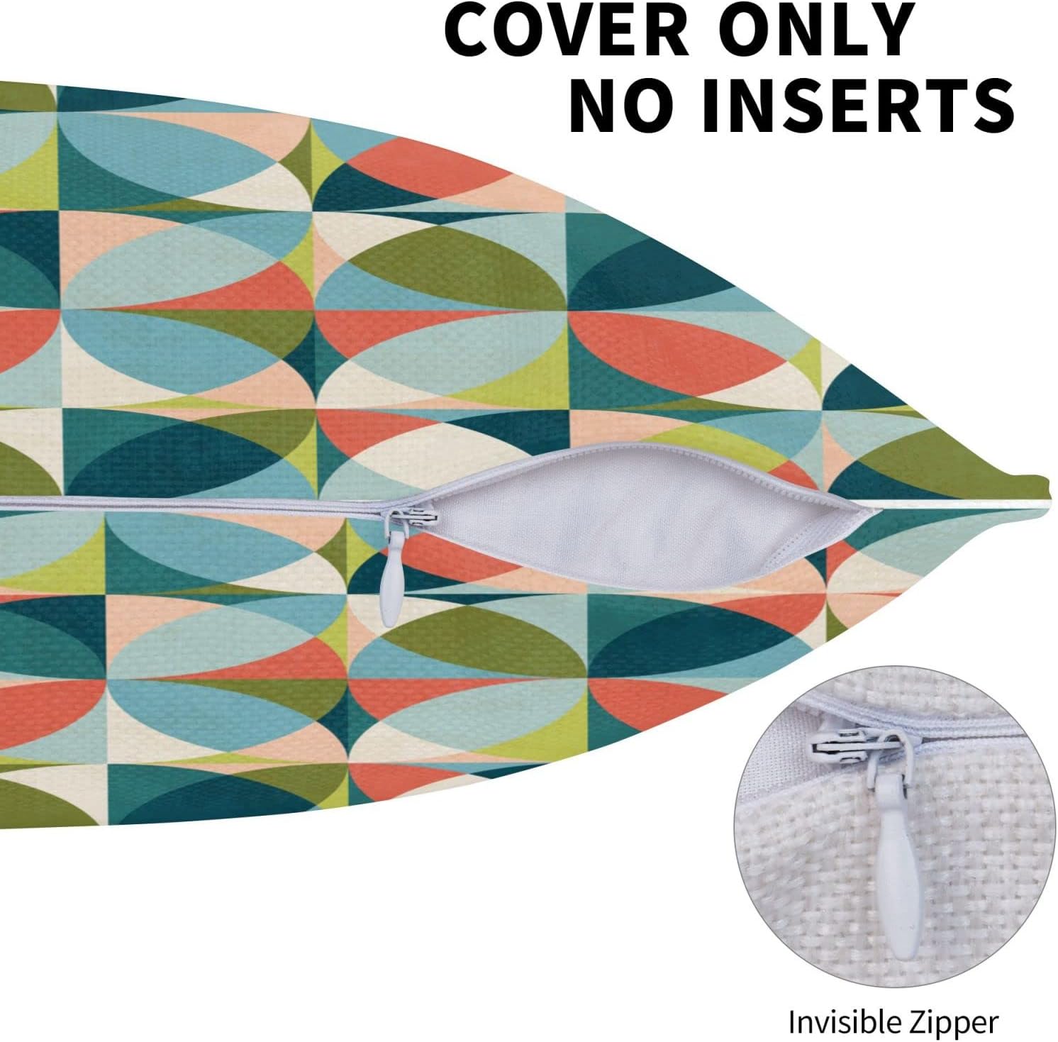 bassyil Geometric Mid Century Modern Colors Throw Pillow Covers Decorative Linen Pillow Cases Set of 2 Square Cushion Cover for Couch Sofa Bedroom Patio 18x18 Inch