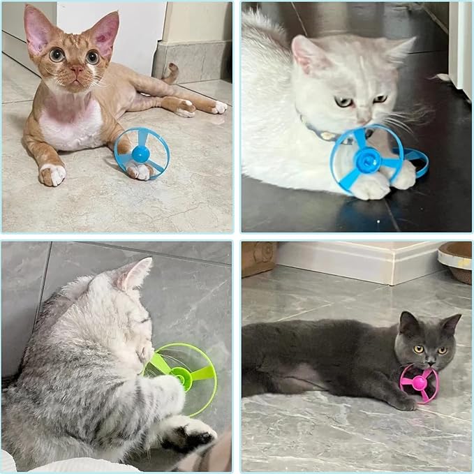 22PCS Cat Fetch Toys, Interactive Flying Cat Toy with Flying Propellers, Cat Kitten Tracks Toy for Training Hunting Chasing