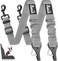 SlowTon 2 Pack Dog Seat Belt, 2 in 1 Attachment, Hook Latch Bar or Seatbelt Buckle with Elastic Nylon Bungee Buffer Adjustable Reflective Nylon Safety Belt Tether Connect to Dog Harness (2pack-GY)