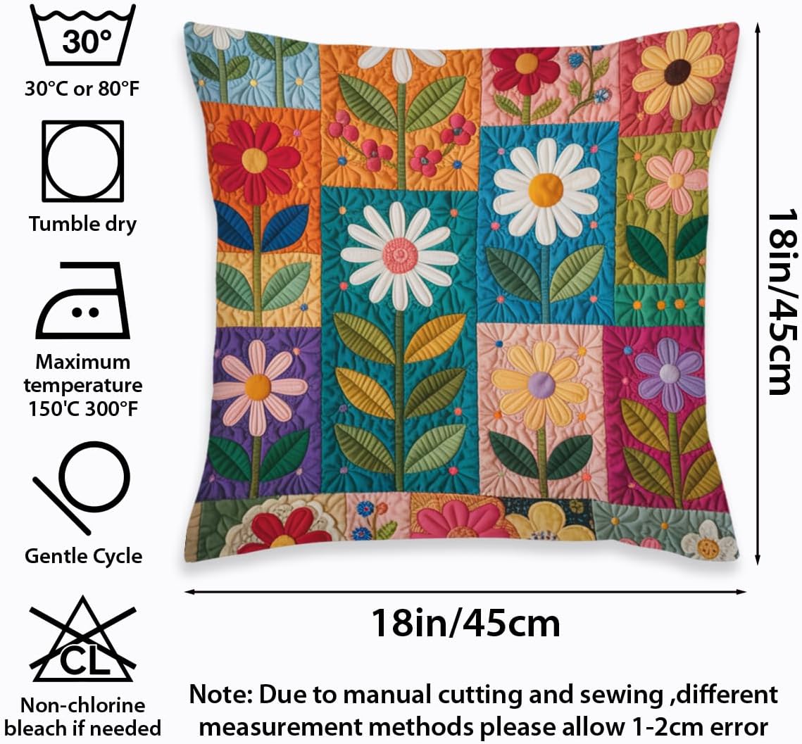 2 Pcs Vintage Botanical Floral Pillow Covers, Chinoiserie Floral Decorative Throw Pillows Vintage Rustic Toile Flower Pillow Cases, Linen Cushion Covers for Couch Sofa Bedroom Living Room Home Decor