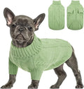 Queenmore Small Dog Pullover Sweater, Cold Weather Cable Knitwear, Classic Turtleneck Thick Warm Clothes for Chihuahua, Bulldog, Dachshund, Pug, Yorkie (Green, X-Small)