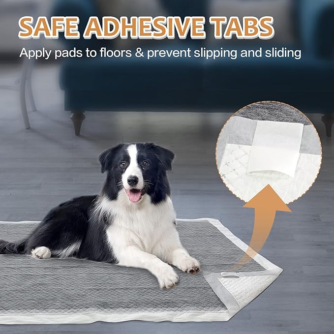 Dog Pee Pads Extra Large 28"x 34", 18 Count, Activated Carbon Charcoal Puppy Pads XL, Potty Pads for Dogs with Adhesive Sticky Tape, Disposable Training Bed Pads for Pets, Doggies, Cats