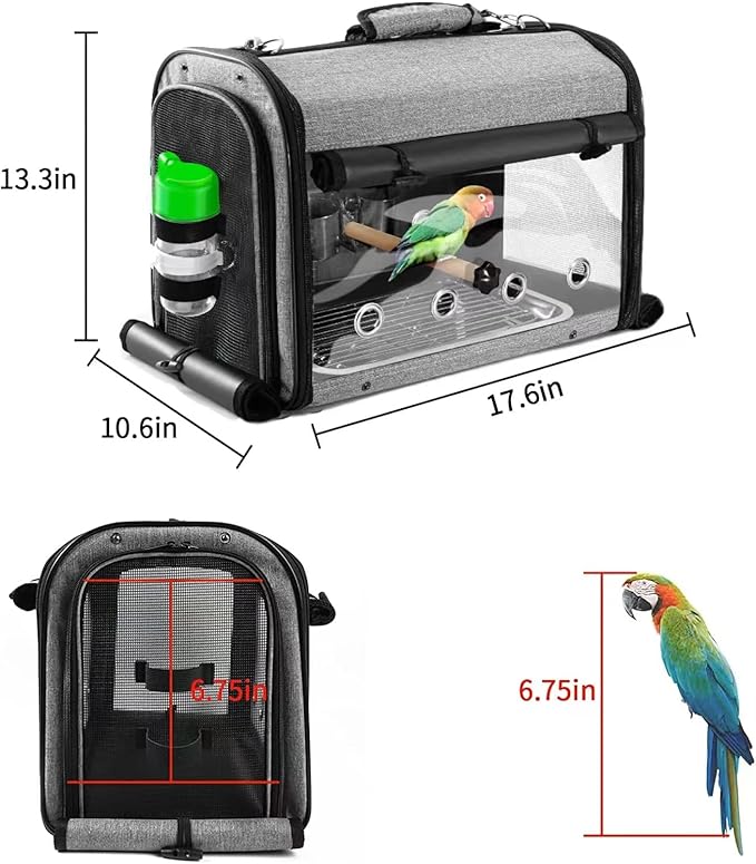 SUERTREE Bird Carrier Bag With Stand, Lightweight Backpack for Parrot, Portable Travel Cage, Pet Transparent Breathable Carrier