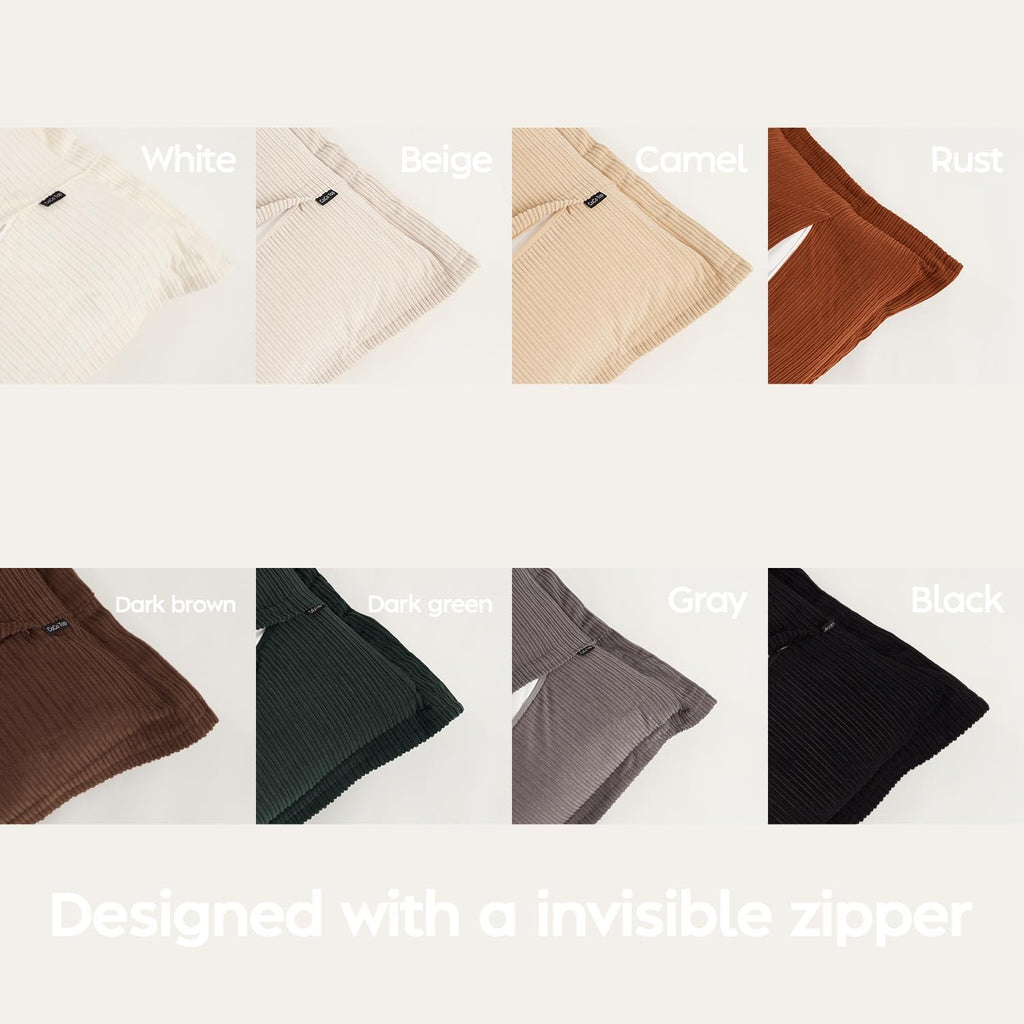 30x30 Inch Corduroy Pillow Cover Set (3-Pack) -Only Covers, No Insters（Camel/Beige/White）