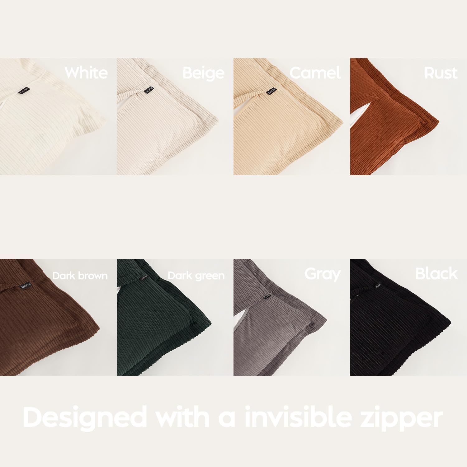 30x30 Inch Corduroy Pillow Cover Set (3-Pack) -Only Covers, No Insters（Camel/Beige/White）