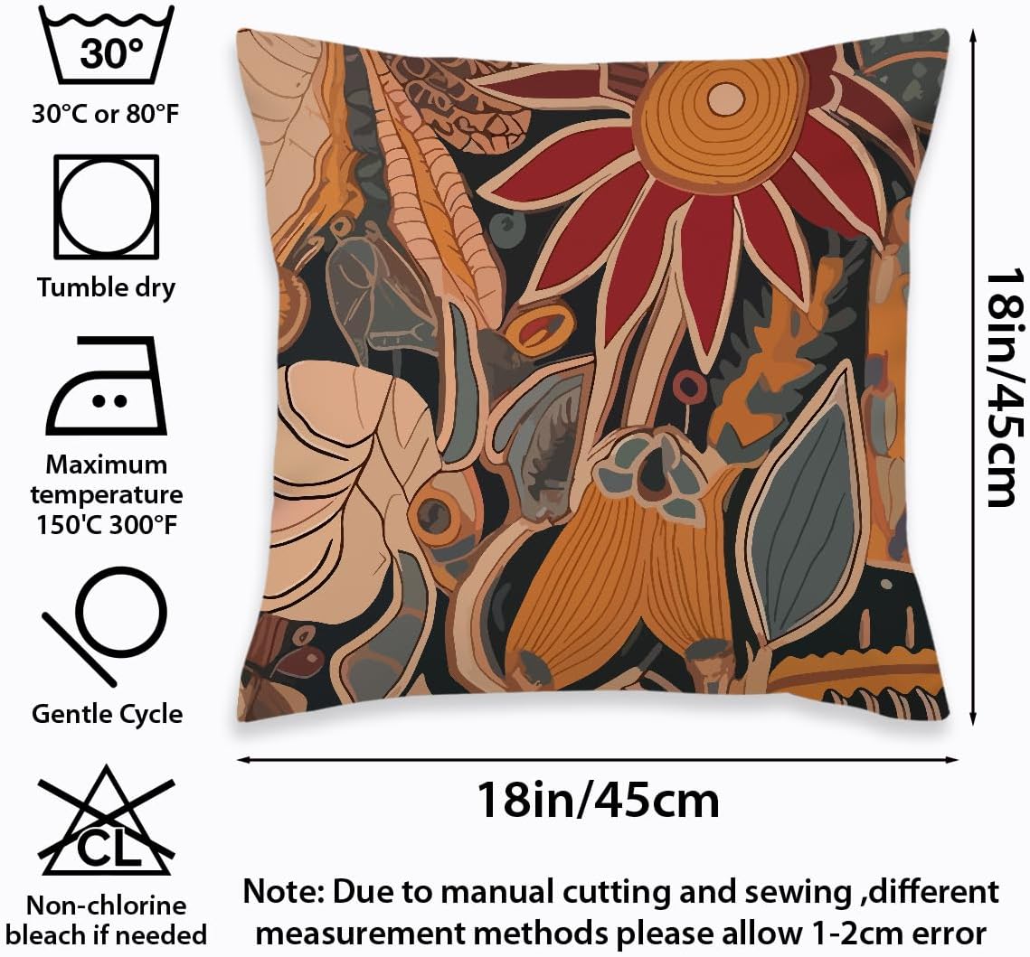 2 Pcs Abstract Art Colorful Mid Century Modern Throw Pillow Covers, Fall Boho Floral Geometric Minimalist Pillow Covers for Couch Sofa Bed Bedroom Apartment Dorm Living Room Office Home Decor
