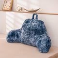 A Nice Night Faux Fur Soft Reading Pillow Bed Wedge Adult Backrest with Arms Back Support for Sitting Up in Bed/Couch for Bedrest,Tie Dyed Navy,Large