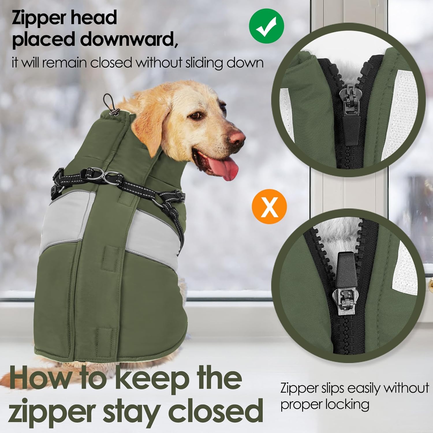 AOFITEE Dog Coat, Large Dog Jacket, Dogs Coat with Harness Built in, Reflective Waterproof Dogs Jackets Winter with Furry Collar, Warm Polar Fleece Pet Sweater Snowsuit for Doberman, Great Dane XXXL