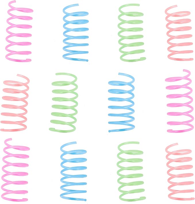 Fashion's Talk 12PCS Glow-in-The-Dark Springs Cat Toys for Indoor Cats,Jelly Color Interactive Play Kitten Toys for Chase and Exercise