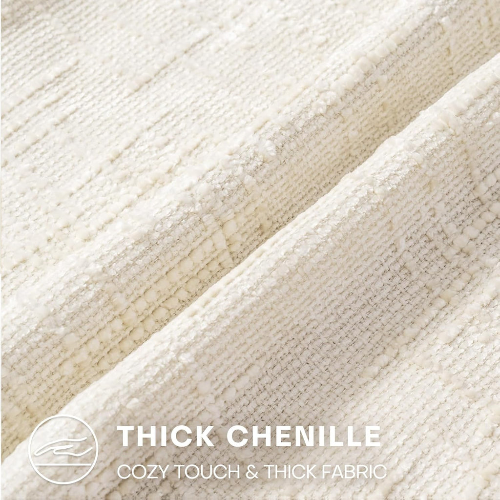 Decorative Throw Pillow Covers 20x20 Inch Set of 2, Thick Solid Farmhouse Chenille Couch Pillows, Spring Pillow Covers for Couch Sofa Bed Living Room Home Decor Pillowcase,White
