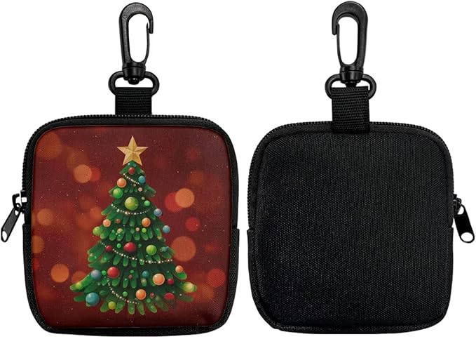 KEIAHUAN Christmas Tree Christmas Dog Treat Pouch Red Pocket Sized Pet Training Pouch Dog Training and Walks Snack Bag with Clasp Reusable Pet Treat Container Christmas Decor, Red