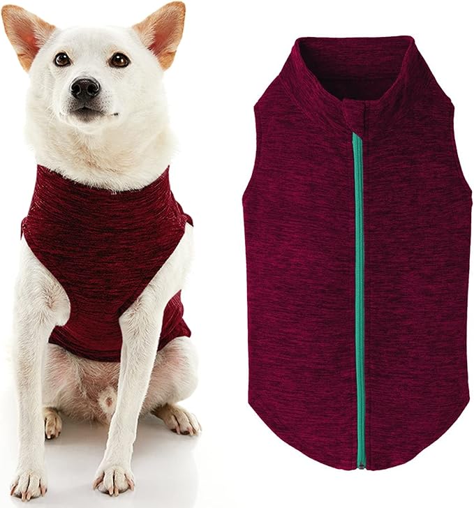 Gooby - Zip Up Fleece Vest, Fleece Jacket Sweater with Zipper Closure and Leash Ring, Fuchsia Wash, 2X-Large
