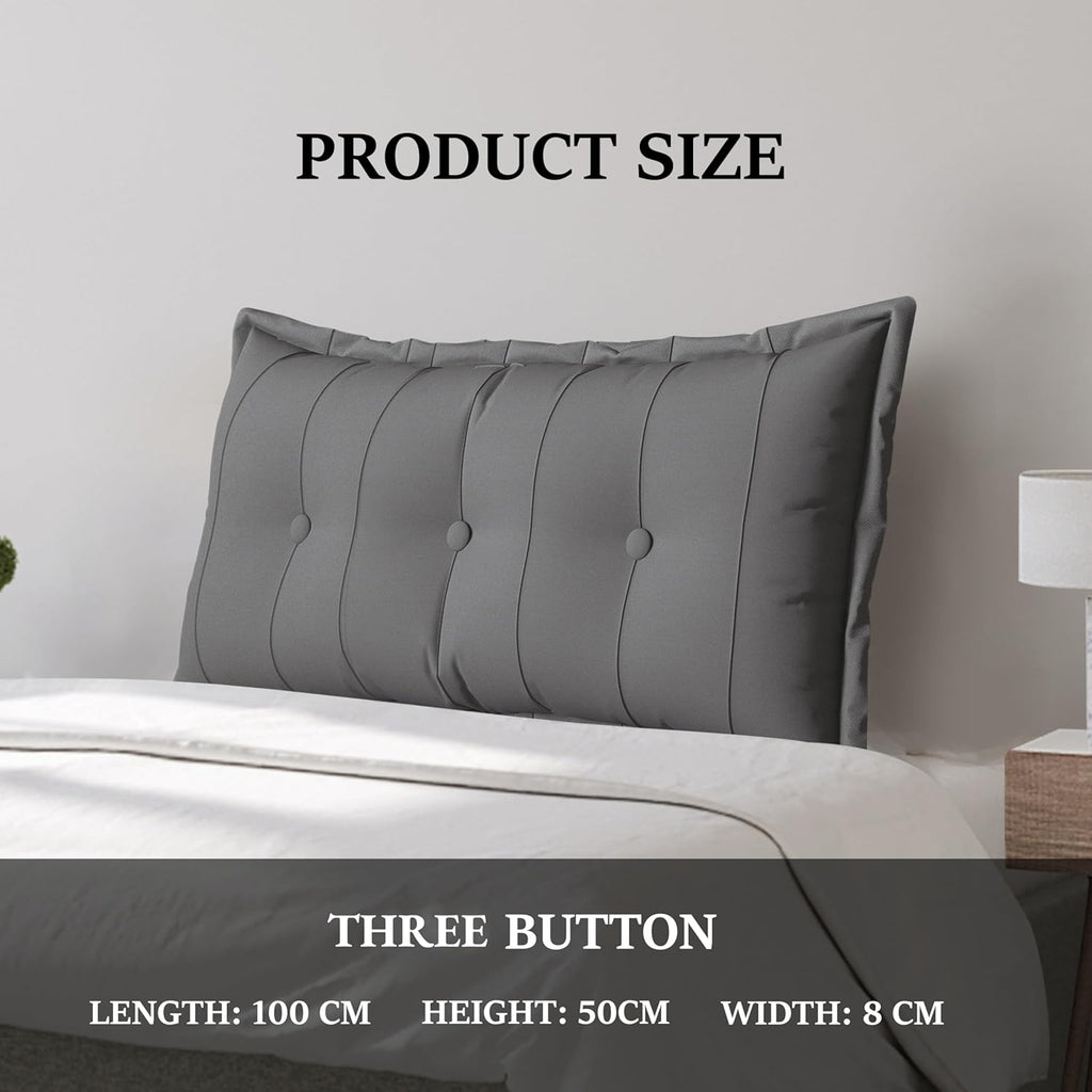Large Bolster Reading Pillow Twin XL Backrest Positioning Support Pillow Daybed Cushion Headboard Pillows for Bed Bunk Sofa with Removable Cover, Grey, 39 x 3 x 20 Inch