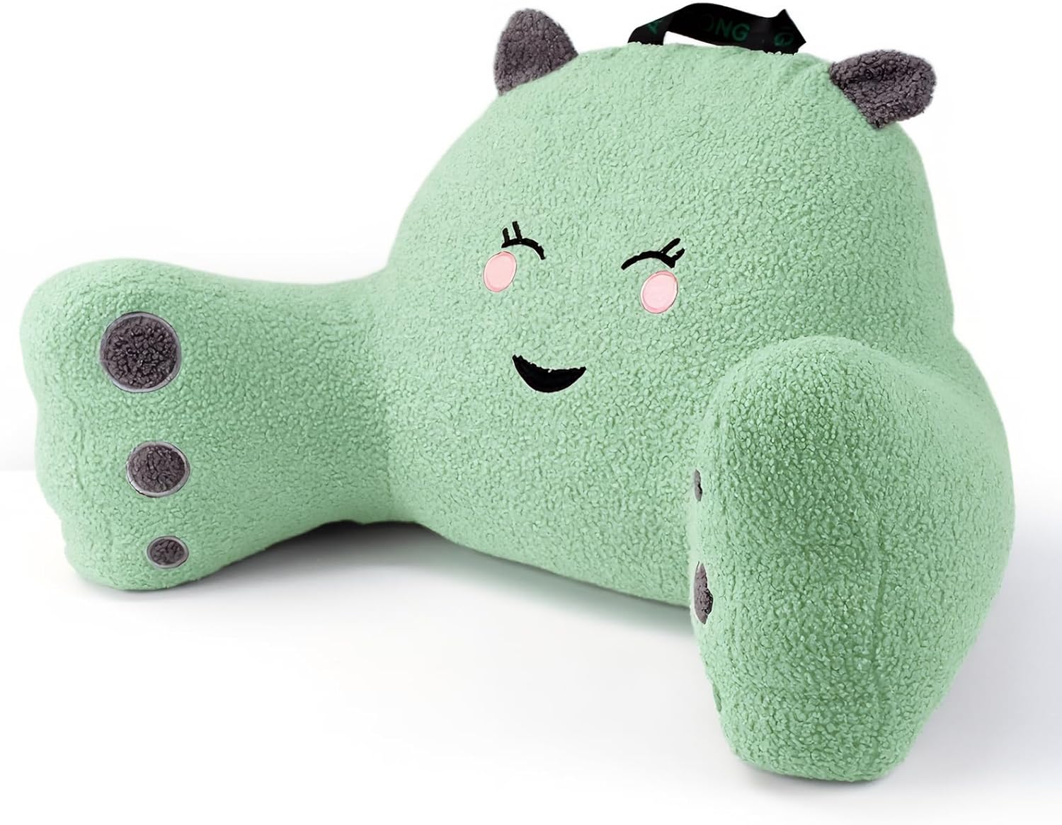 Reading Pillow for Sitting in Bed Couch Teens/Adult, Back Rest Pillow for Sitting Up in Bed with Shredded Memory Foam, Includes Arms and Washable Cover (Green)