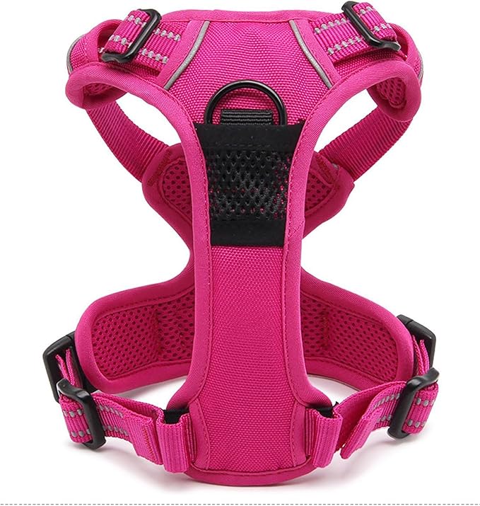 TRUE LOVE Adjustable No-Pull Dog Harness Reflective Pup Vest Harnesses Comfortable Control Brilliant Colors TLH5651(Fushcia,M)