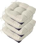 Chair Cushions for Dining Chairs, Seat Cushions for Kitchen Chairs, Indoor Seat Cushions with Ties, Tufted Foam Chair Pads, Non Slip Chair Cushions Set of 4, 15.5" x 15.5" x 4", Beige