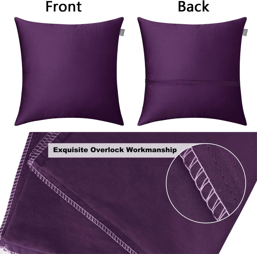 4-Pack 100% Cotton Comfortable Solid Decorative Throw Pillow Case,Thmyo Square Cushion Cover Pillowcase Sublimation Blank Pillow Covers DIY Throw Pillowcase for Couch Sofa(18x18 inch/ 45x45cm,Violet)