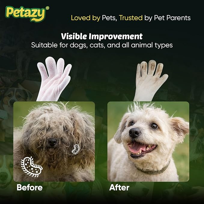 Pet Glove Wipes for Dogs & Cats – 25 Pack | Hypoallergenic, No Rinse, Extra Thick Cleaning Gloves with Aloe & Coconut Oil | Paws, Face, Ears & Butt | Travel Friendly, Gentle & Safe