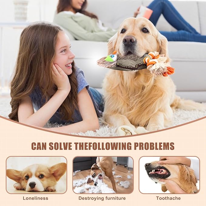 Tough Durable Squeaky Dog Toys for chewers Interactive to Keep Them Busy, Funny Tug of War Dogs Toy for Small Medium Large Cute Birthday Gift (New Owl)