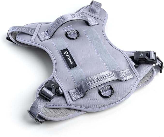 2025 New Edition, Fei & Eve MagEase Dog Harness - 3-Second Magnetic Buckles | 3-Point No-Pull Control | Heavy-Duty 900D Nylon | Dual Safety Handles | Breathable Mesh | Adjustable Fit | Large, Gray