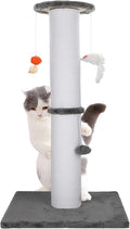 36.5 Inch Cat Scratching Post Heavy Duty Cat Scratch Post Handmade Cotton Rope with Hanging Toys for Ultimate Cat Fun(Grey)