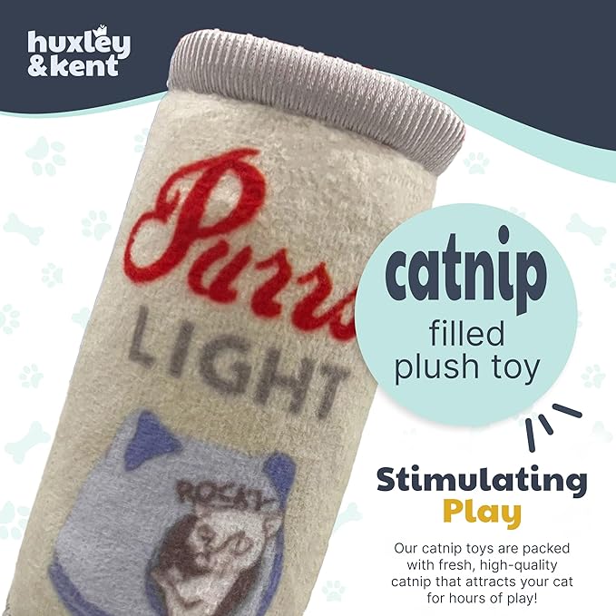Huxley & Kent Plush Cat Toy - Interactive Catnip Toy for Cats & Kittens - Soft Kitty Toy with Crinkle & Catnip - Fun Indoor Play Toy - Purrs Light