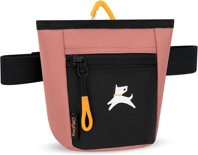 OllyDog Goodie Treat Bag, Dog Treat Pouch, Waist Belt Clip for Hands-Free Training, Magnetic Closure, Dog Training and Behavior Aids, Three Ways to Wear (Desert)