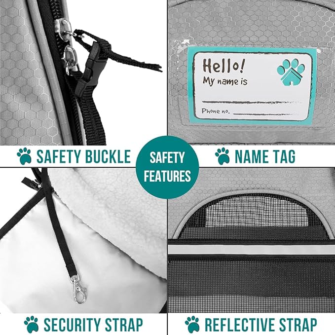 PetAmi Airline Approved Pet Carrier for Cat, Soft Sided Dog Carrier for Small Dogs, Cat Travel Supplies Accessories for Indoor Cats, Ventilated Pet Carrying Bag Medium Large Kitten Puppy, Large Gray