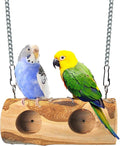 Natural Parakeet Swing Perch,Wood Bird Swing for Parakeets Hanging Birdcage Toy for Standing and Pecking,Sturdy Parrot Relieve Boredom Toys for Cockatiel Conure Canary Lovebird Finch