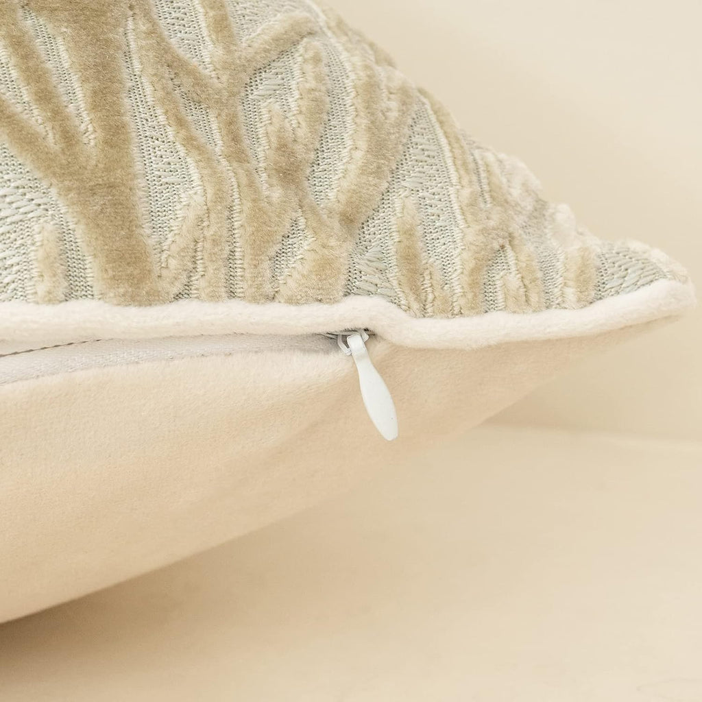 Yangest Beige Throw Pillow Cover Velvet Cushion Cover Branches Rectangular Neutral Pillowcase for Sofa Couch Bedroom Living Room, 12x20 Inch