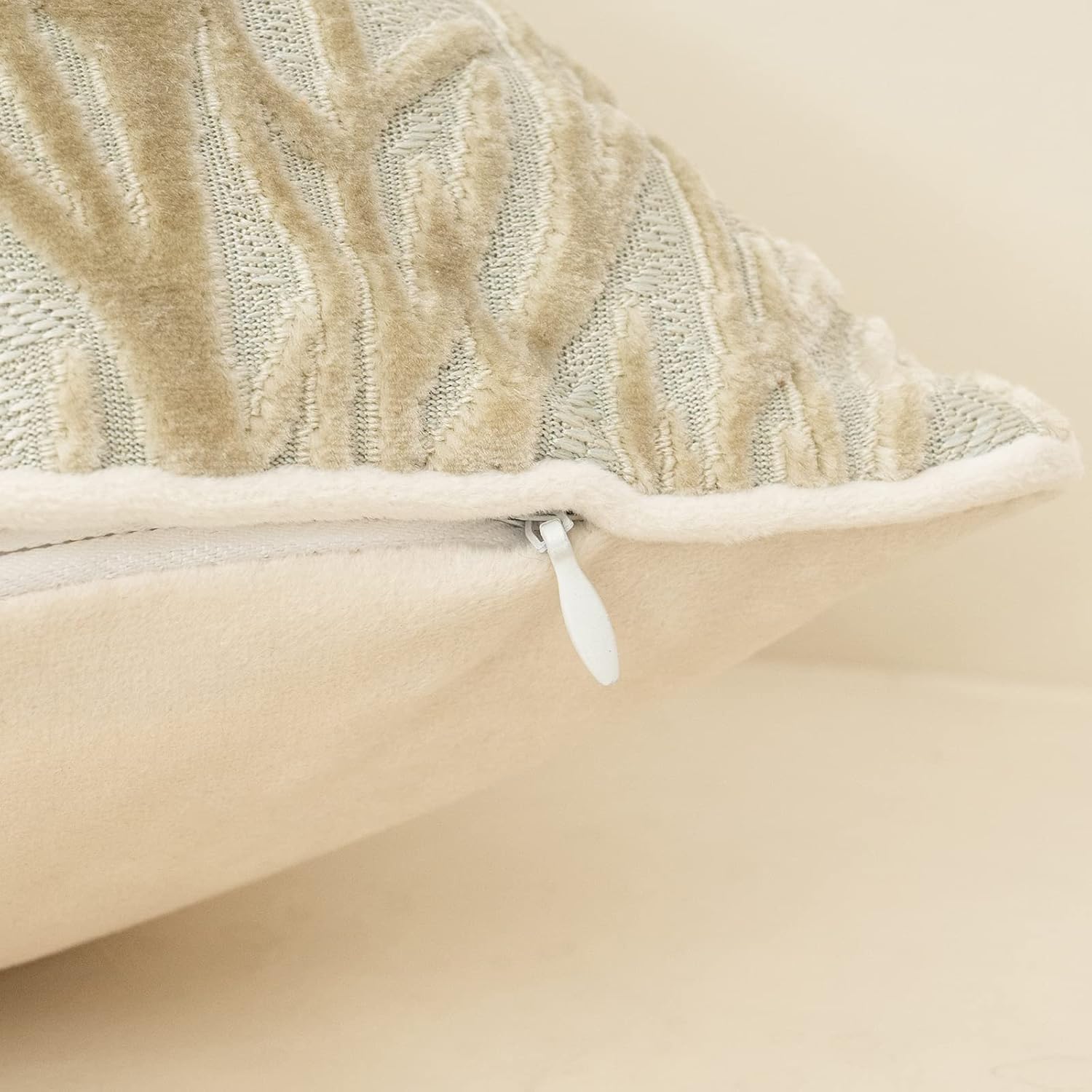 Yangest Beige Throw Pillow Cover Velvet Cushion Cover Branches Rectangular Neutral Pillowcase for Sofa Couch Bedroom Living Room, 12x20 Inch