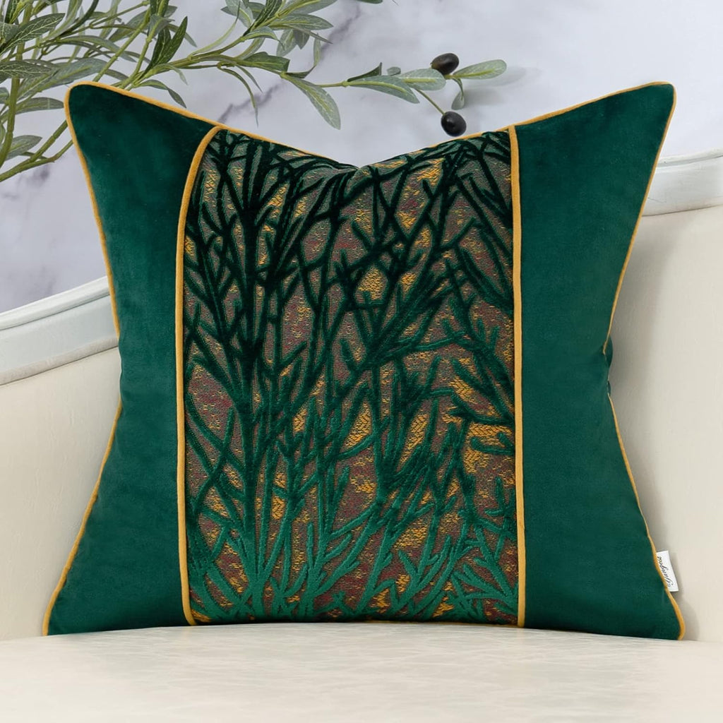 Yangest Green Twigs Throw Pillow Cover Velvet Branches Velvet Cushion Case Neutral Pillowcase for Sofa Couch Bedroom Living Room Home Decor,20x20 Inch