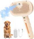 Steam Dog Brush for Shedding & Grooming - Self-Cleaning Deshedding Brush with Spritz Function, Slicker Pet Spray Hair Removal Comb | Defurring Tool for Long and Short Haired Dogs Cats (Pink)