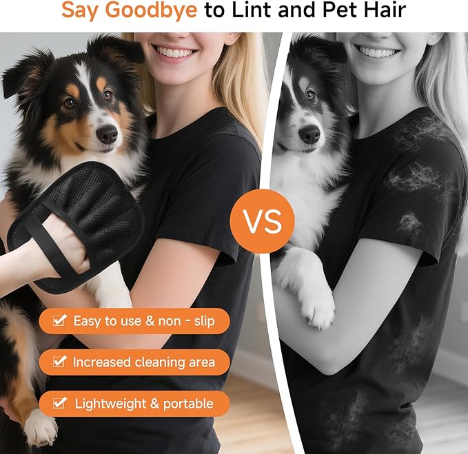 Pet Hair Remover Gloves for Cats & Dogs - Reusable Electrostatic Pet Hair Gloves, Fur Removal Tool for Home, Car Seats
