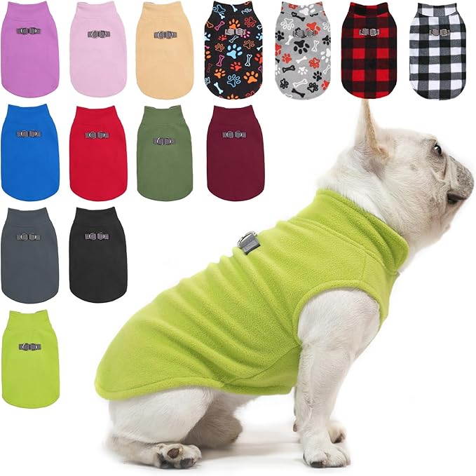 BEAUTYZOO Dog Fleece Vest Sweater Winter Jacket for Small and Medium Large Dogs with D-Ring Leash Cold Weather Coat Hoodie for XS S M Dogs Boy or Girls, Green S
