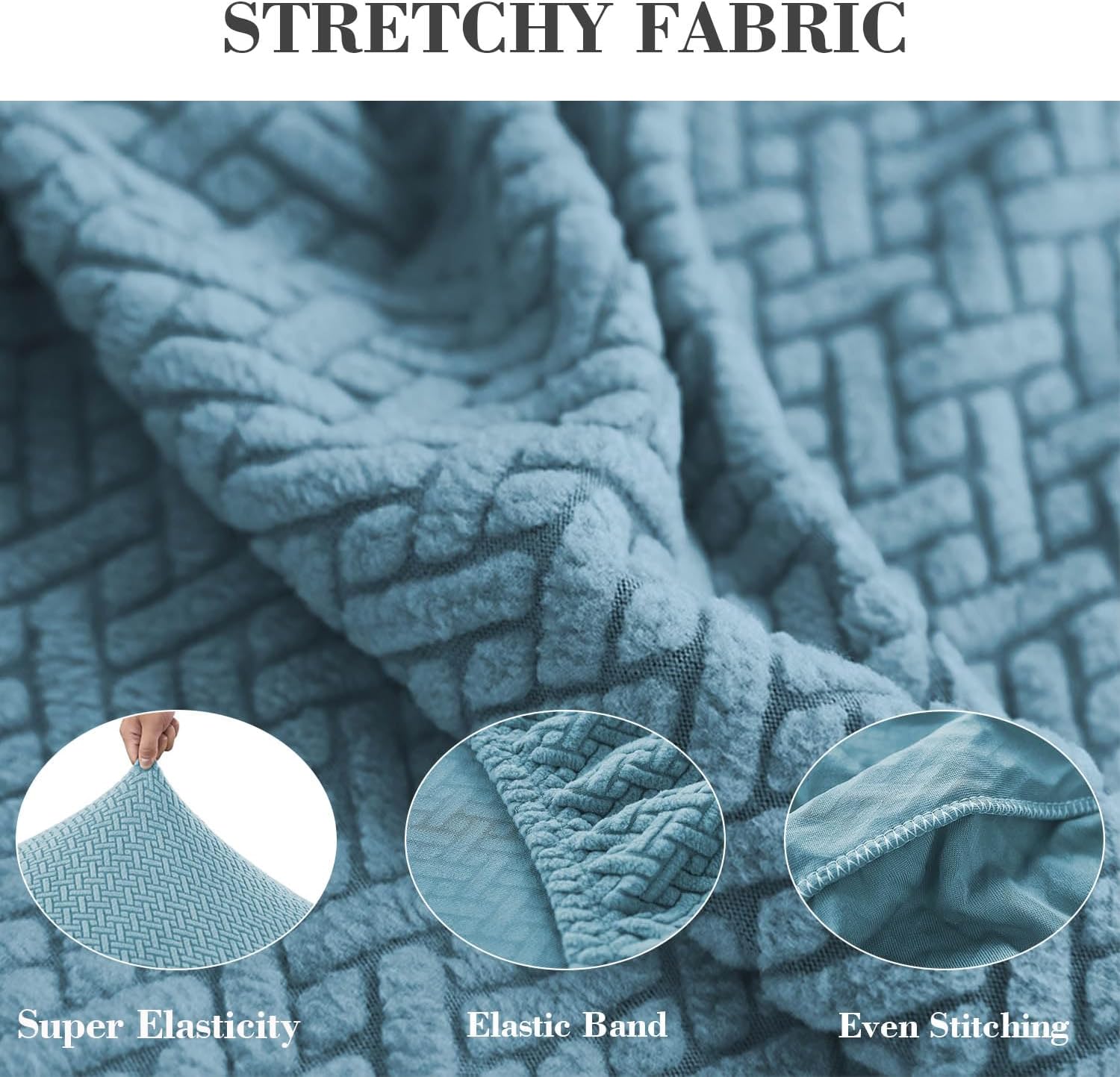 2Pcs Couch Arm Covers, Armrest Cover for Sofa, Sofa Arms Covers Washable Arms with Twist Pins Soft,Skin-Friendly for Pets (Texture Sea Blue, Armrest Cover)