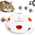 Interactive Cat Toy, Electric Cat Toys for Moving Concealed Feathers, Smart Sensor 7 Holes Whack a Mole Feather Toy, USB Charge Automatic Kitten Toys,White
