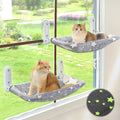 2PC Cat Window Perch, Glow in The Dark Cordless Foldable Pet Hammock Bed for Window with Sturdy Metal Frame, Glowing Stars Pattern Resting Seat for Indoor Cats (2PC Stars - L)