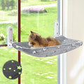 Cat Window Perch, Glow in The Dark Cordless Foldable Pet Hammock Bed for Window with Sturdy Metal Frame, Glowing Stars Pattern Resting Seat for Indoor Cats (Stars - M)