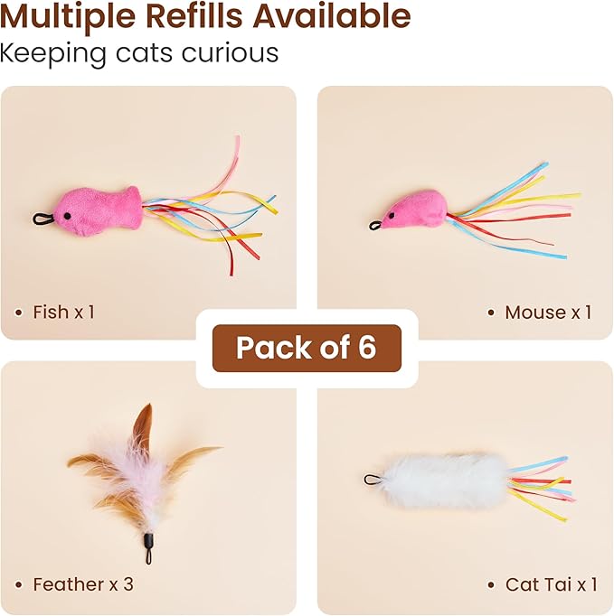 6 Pcs Attachment Refills for The Down Part of Potaroma Hide and Seek Cat Toy