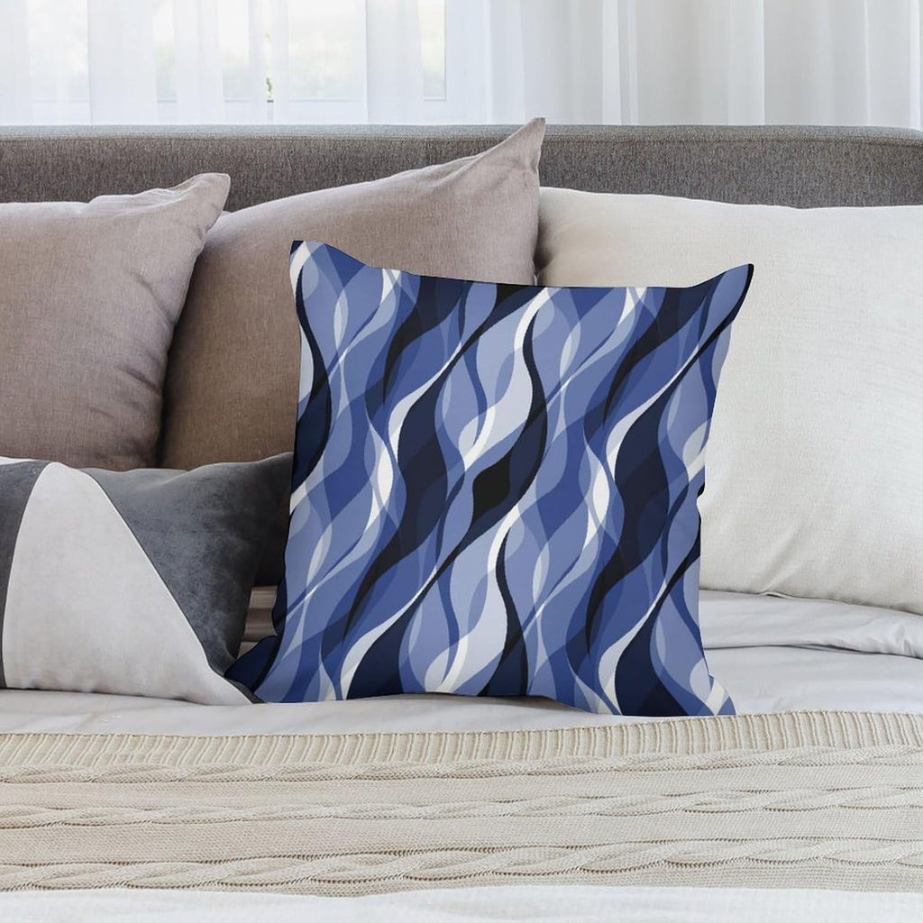 Navy Blue Throw Pillow Covers Modern Abstract Black and Blue Striped Decorations for Bedroom Living Room Farmhouse Sofa Pillows Bed Couch 16x16 Inch