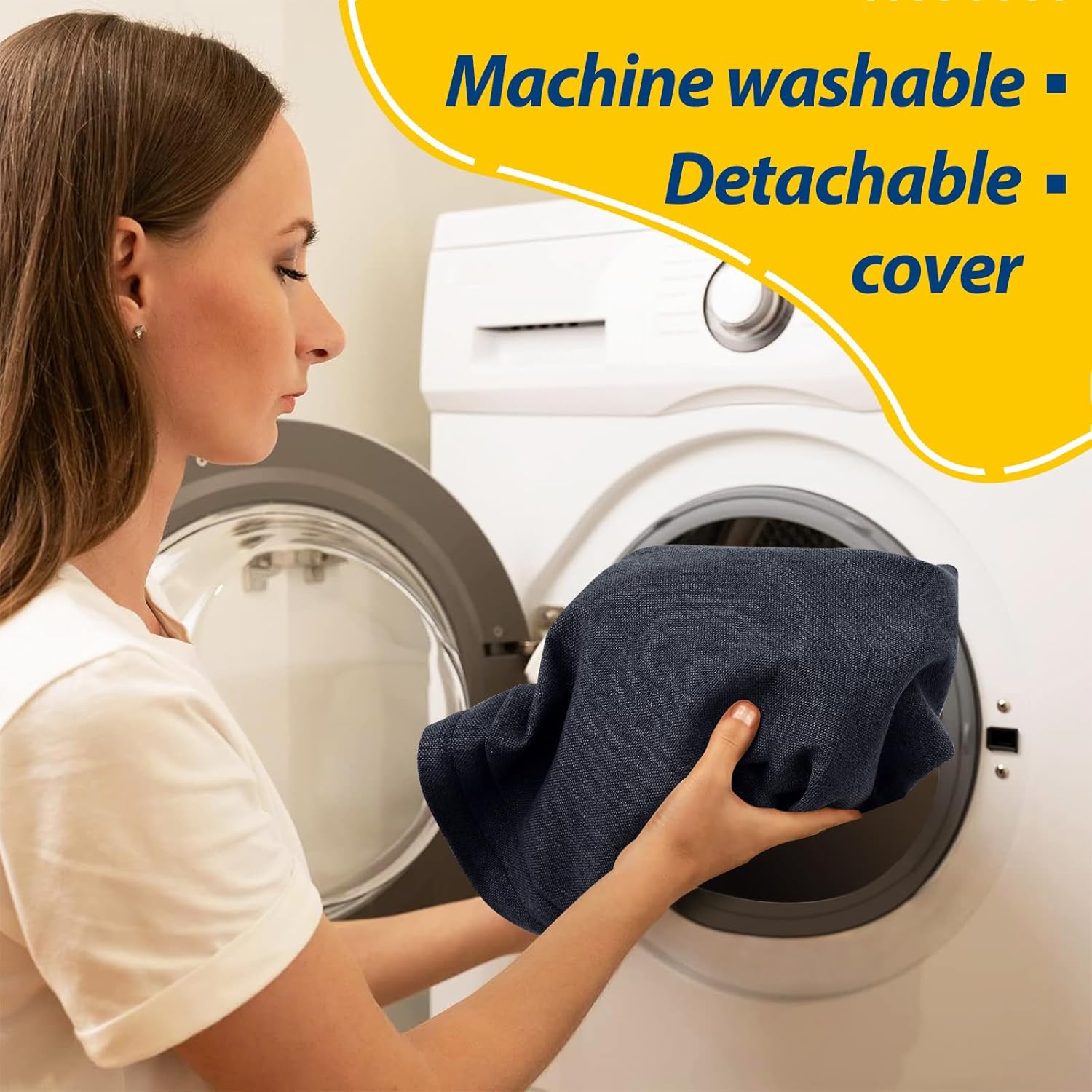 AAAAAcessories D-Shaped Chair Cushions, 2" Thick Dining Chair Pads with Ties and Removable, Machine-Washable Cover, 17" x 16", Set of 2, Charcoal Gray