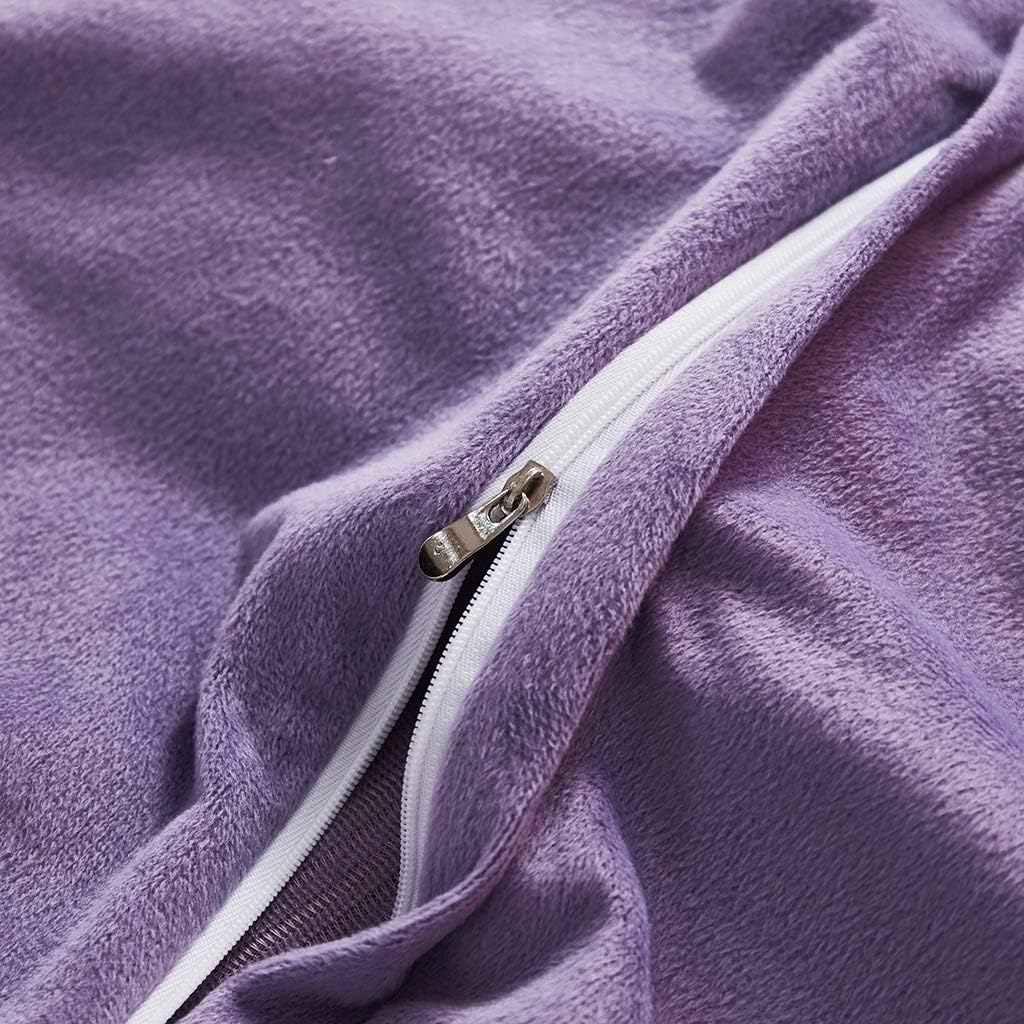 Uhamho Set of 2 Standard Pillowcases Faux Fur Throw Pillow Covers Queen Size Shams Soft Velvet Decorative Zipper Closure (Purple, 20"x26")