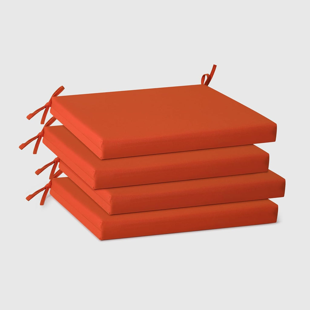 WestinTrends Solace Outdoor Patio Kitchen Dining Chair Square Seat Cushions Set of 4, 18 x 18, Orange