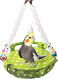 Hanging Parakeet Hammock,Medium Bird Beds for Cages Circle Bird Cage Hammock Swing,Green Cockatiel Sleeping Bed Nest Toy for Parrot Cockatoo Lovebird Conure
